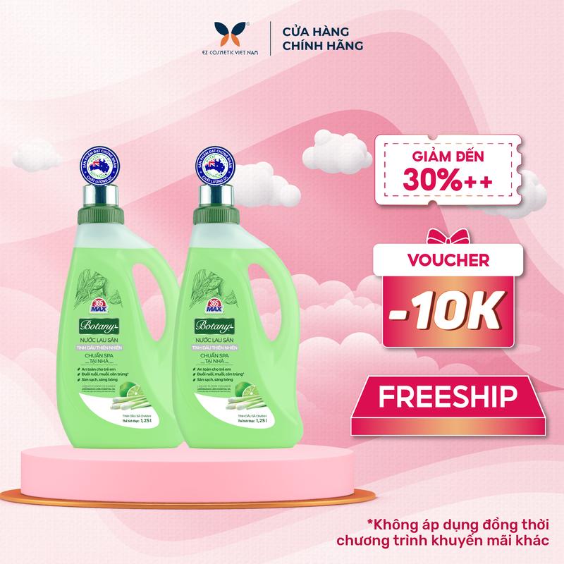 Combo 2 Chai Nước Lau Sàn 365 Max Botany Tinh Dầu Sả Chanh thiên nhiên chai 1.25 lít làm sạch bóng sàn nhà, ngăn côn trùng, an toàn cho da trẻ em - Làm sạch sàn