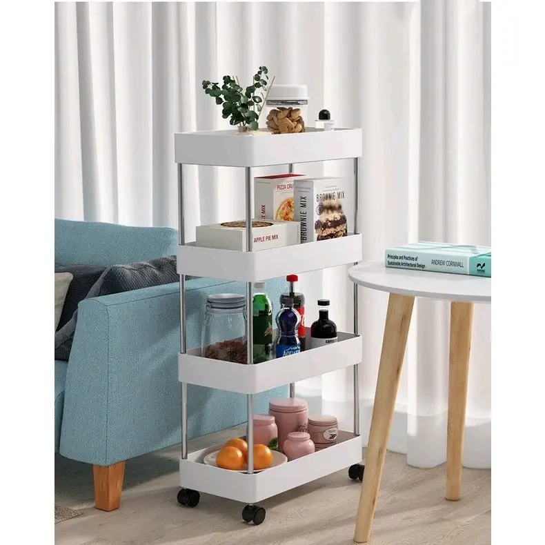 Kệ Đựng Đồ Đa Năng 4 Tầng, Có Bánh Xe Di Chuyển Tiện Lợi Kitchen Inox