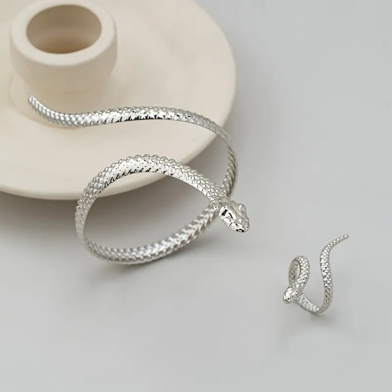 2pcs/ Set Bohemian Vintage Dark Chic Snake-shaped Ring And Bracelet Combination Set, Pendant Necklace for Ladies, Suitable Dates, Vacations, Daily Wear exquisite gift 6