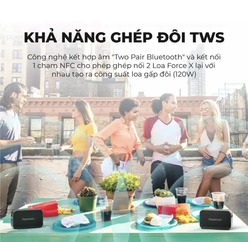 Loa Bluetooth 5.0 di động ngoài trời Tronsmart Force Max 80W, Âm thanh ba tần số, 2.2 kênh, TWS, Hiệu ứng EQ ba âm trầm, Thời gian phát tối đa 13 giờ, IPX6, Powerbank tích hợp - Bảo hành chính hãng 12 tháng Củ Loa Nghe Nhạc 7