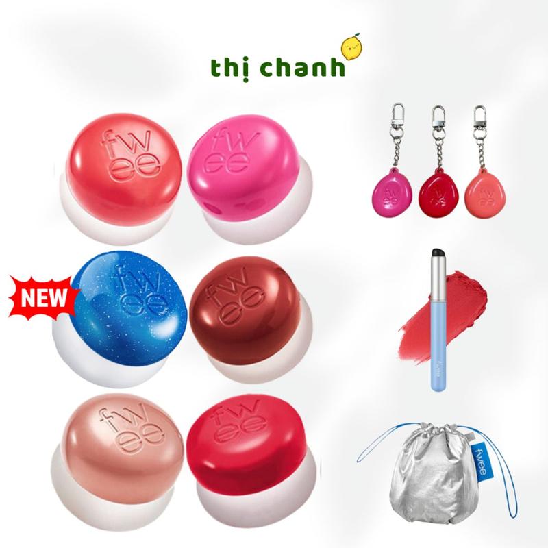 New Son kem bùn FWEE Lip & Cheek Blurry Pudding Pot Keyring Cọ Túi