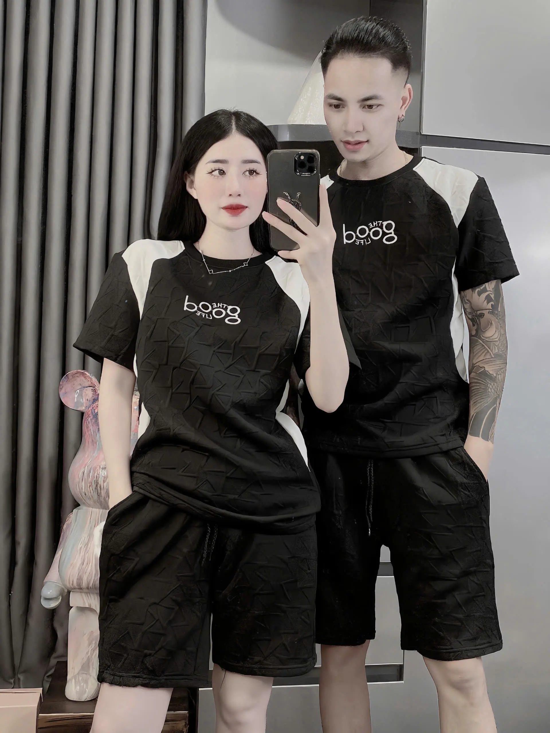 Sét bộ thun nam cổ tròn chất liệu thun xốp dày dặn thêu chữ GOOD trước ngực phong cách trẻ trung sang trọng -GINMAN Menswear Áo Tre