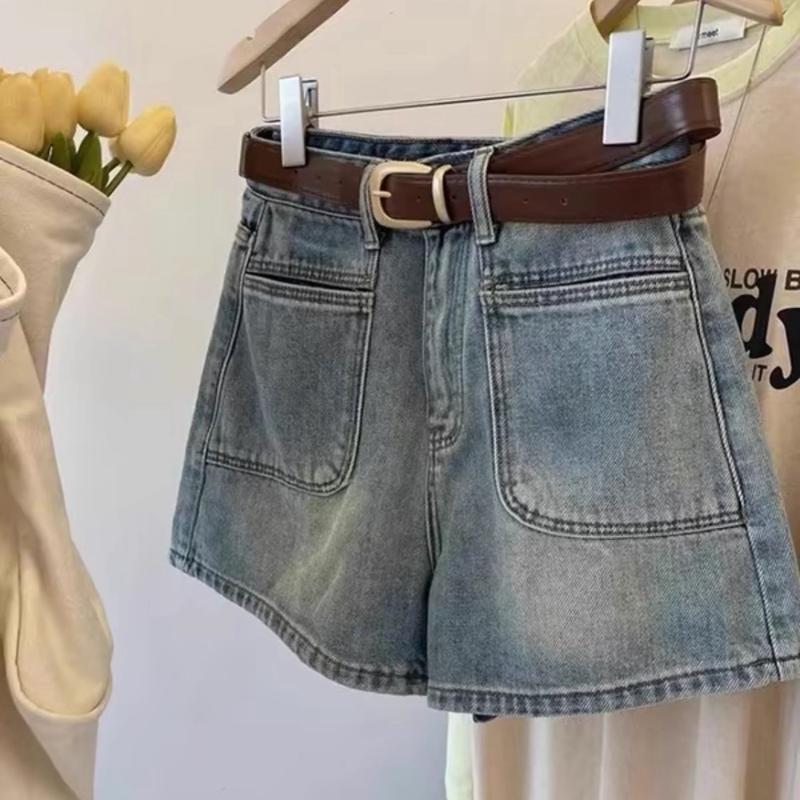  Quần đùi jean nữ bigsize ống rộng lưng cao dáng basic Women Pants -Q512 