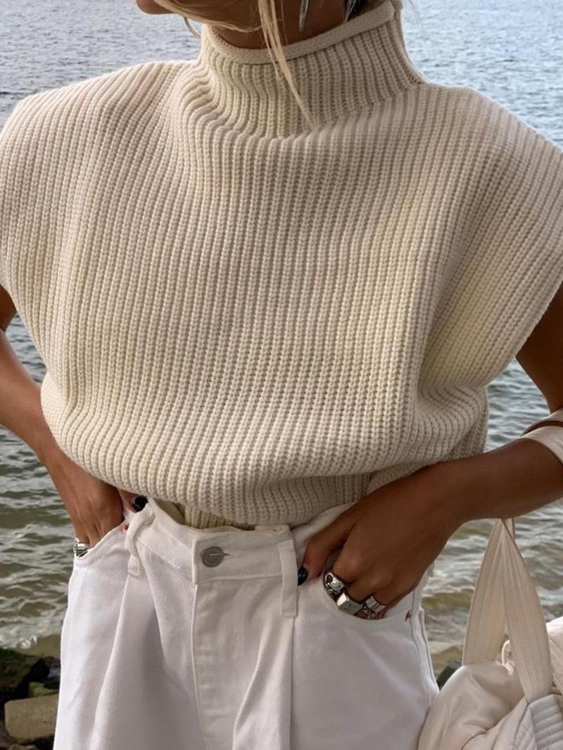 Product Introduction of Women's Plain Half High Neck Sweater, Casual Knit Pullover for Summer, Fashion Women's Knitwear for Daily Wear 1