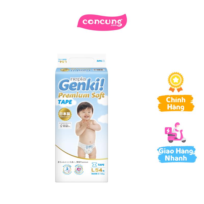  Tã dán Nhật Bản cao cấp Genki size L 54 miếng 