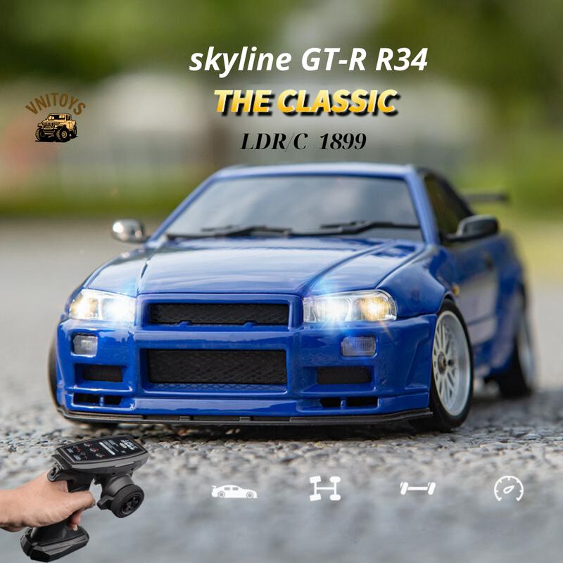 Xe Điều Khiển Từ Xa hợp kim RC Drift gyro LD1899 RWD GTR R34 tốc độ tỉ Lệ 1/16 Pin Sạc Ô Tô Drift Toy Đồ Chơi
