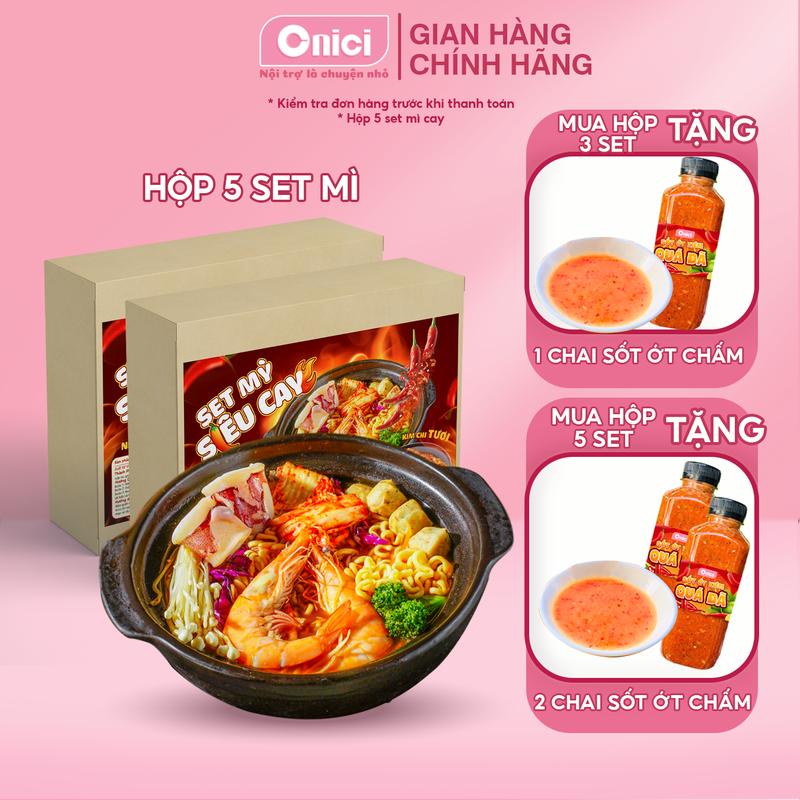 Set 5 gói Mì Cay kim chi siêu ngon Bếp Của Mẹ ONICI - tặng kèm sốt ớt chấm quá đã