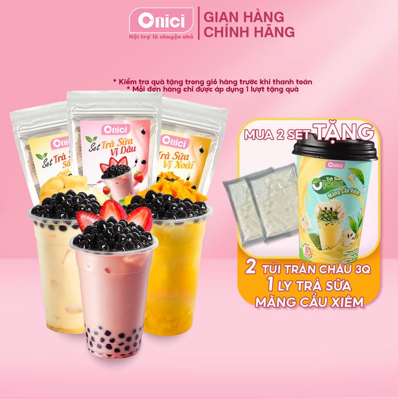 Set nguyên liệu nấu trà sữa dâu, xoài, sầu riêng thành phẩm 25-30 ly Bếp Của Mẹ ONICI