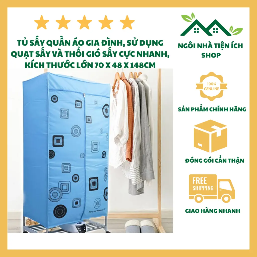 Tủ Sấy Quần Áo Gia Đình, Sử dụng Quạt Sấy Và Thổi Gió Sấy Cực Nhanh, Kích Thước Lớn 70 x 48 x 148cm tủ  sấy tủ  sấy Máy Sấy