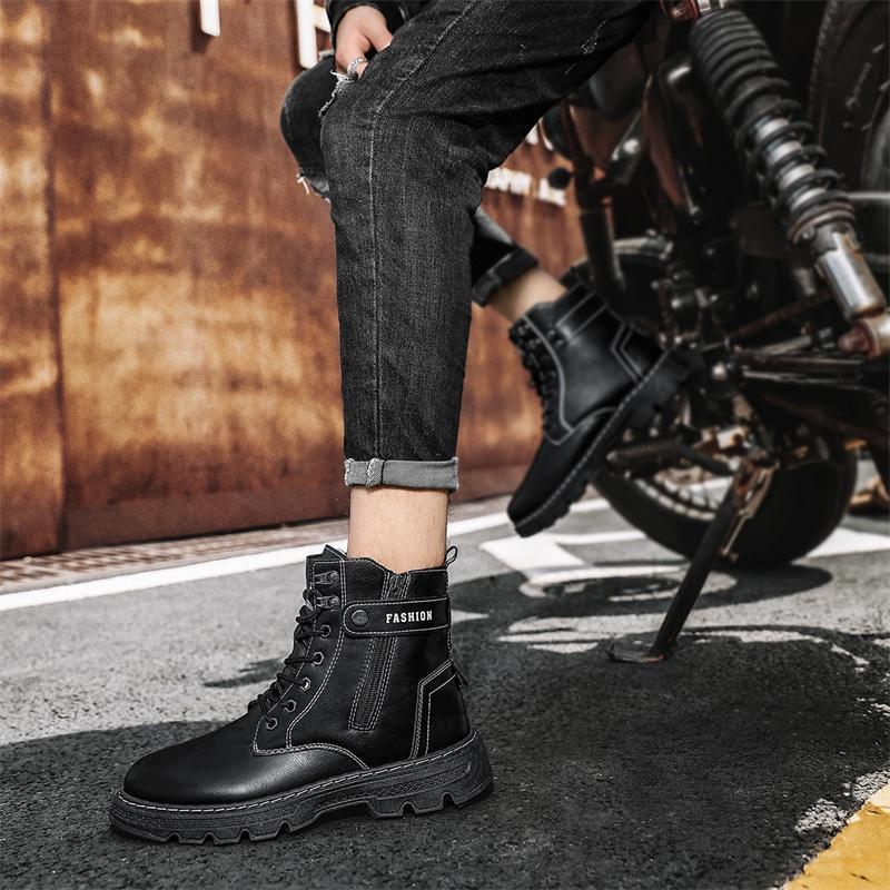 [Ready Stock 39-44]European American style men's vintage martin boots fashion high top men's boots trend equestrian shoes non-slip platform platform casual shoes 4