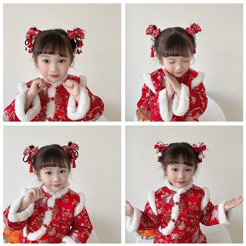 Set 2 Kẹp Tóc Nơ Đỏ Tết Dành Cho Bé Gái Phụ Kiện Tóc 5