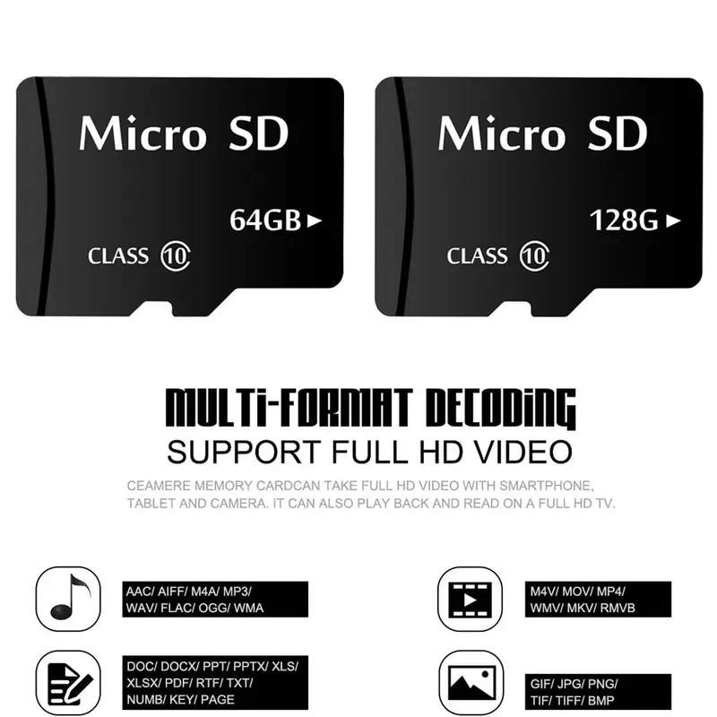 Thẻ nhớ Micro SD, U3, có các tùy chọn dung lượng 128GB, 64GB, 32GB, V30, C10, 16GB, 8GB, 4GB, 2GB, 1GB, 512MB, 256MB, 128MB, A1, Thích hợp cho điện thoại, Thẻ Microsd 2