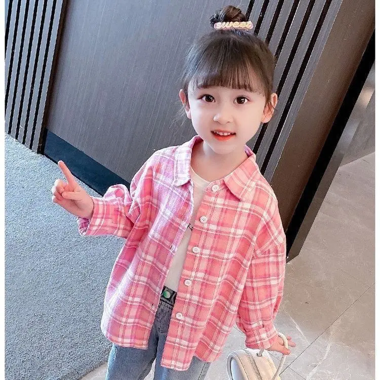 Áo Sơ Mi Kẻ Sọc Cho Bé Gái, Áo Dài Tay Phong Cách Phương Tây Mới, Áo Khoác Trẻ Em, Mùa Xuân Và Mùa Thu