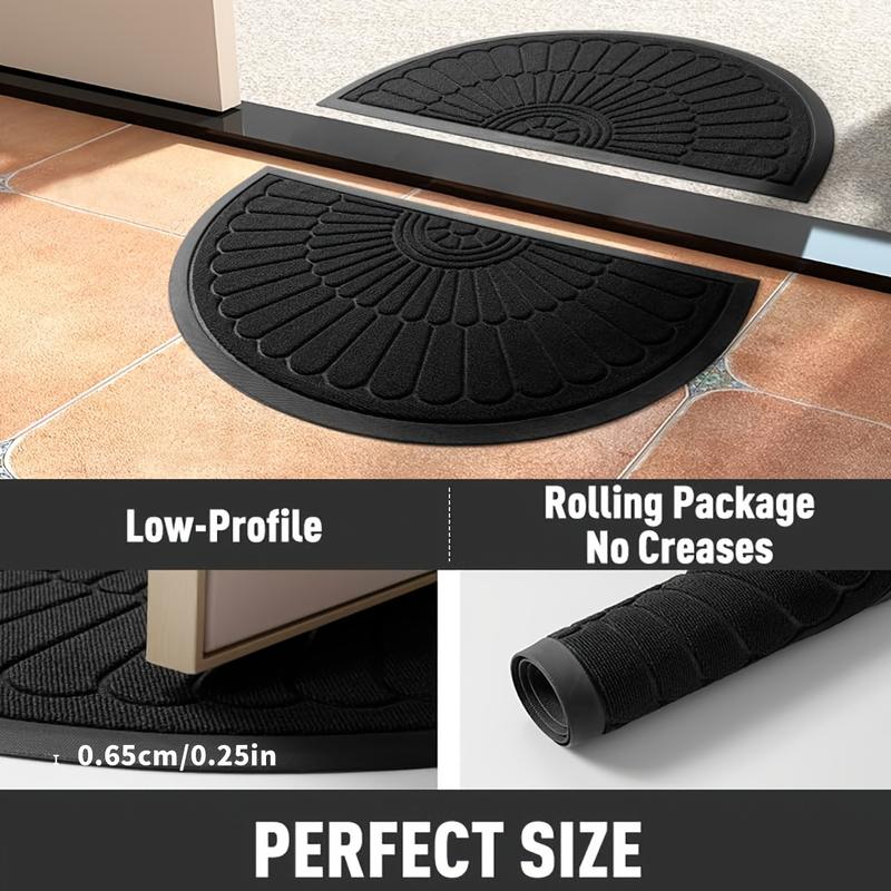 1pc Door Mat Outdoor Indoor Entrance Doormat-Semicircular Durable Rubber Non Slip Front Door Mat for Outside Inside Entry Entryway Dirt Trapper Welcome Mat for Muddy Paws and Shoes 3
