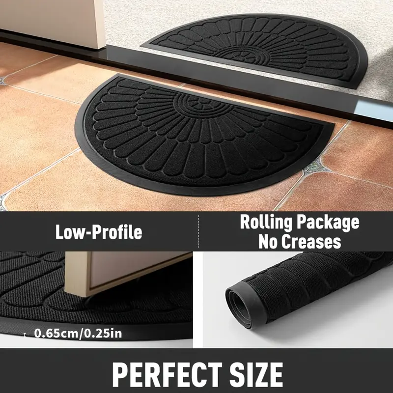 1pc Door Mat Outdoor Indoor Entrance Doormat-Semicircular Durable Rubber Non Slip Front Door Mat for Outside Inside Entry Entryway Dirt Trapper Welcome Mat for Muddy Paws and Shoes 3