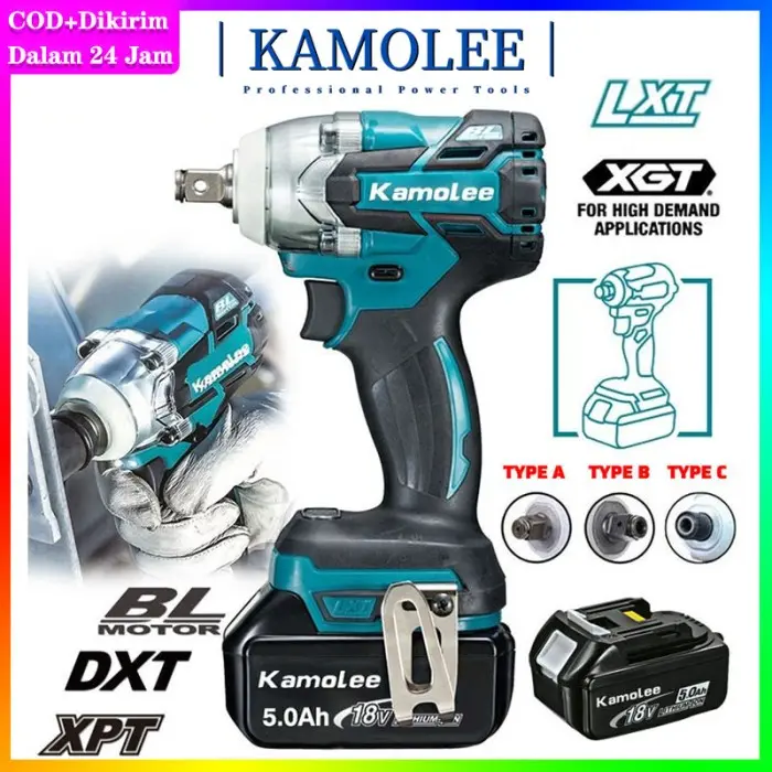 Kunci Pas Dampak Listrik Kamolee DTW285 520N.m 1/2 Inci & 1/4 Inci 0