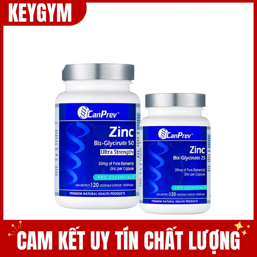 [HÀNG KEYGYM] Viên uống bổ sung kẽm Canprev Bisglycinate - Keygym