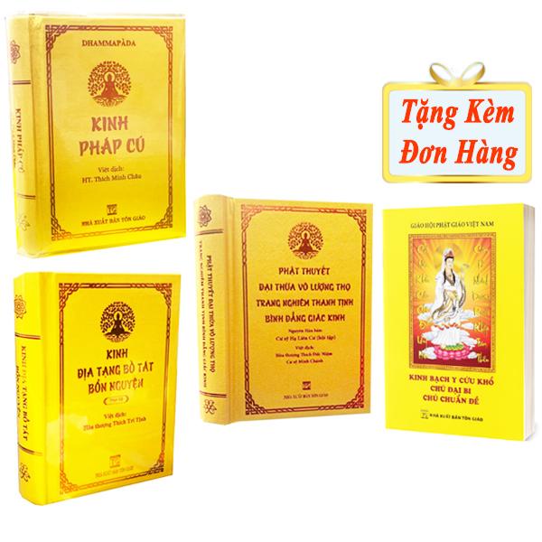 Sách - Combo Kinh Địa Tạng Bồ Tát Bổn Nguyện + Kinh Pháp Cú + Kinh Phật Thuyết Vô Lượng Thọ ( Bìa Cứng Khổ Mini ) + Tặng Kèm Kinh Bạch Y Cứu Khổ Chú Đại Bi - [ Sáng Tạo Trẻ ]