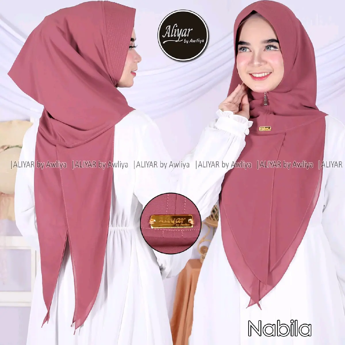 (((ORI ALIYAR AWLIYA))) Khimar hoodie kekinian Nabila polos