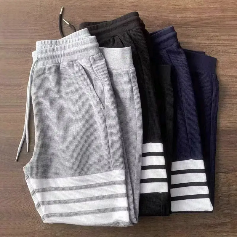 Quần Jogger Thể Thao Vải Cotton Tổ Ong Hàn Cao Cấp Thêu 4 Gạch