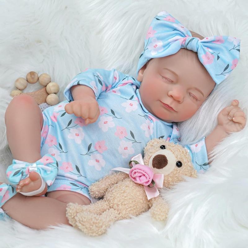 Lovely Reborn Doll with Clothes & Accessory, 1 Set 17 Inch Soft Body Realistic Doll, Creative Doll Toy for Birthday Festival Gifts 5