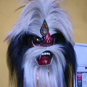 Ganong TOPENG GANONG untuk anak anak dengan harga murah mata kaca rambut sintetis jambul tinggi rambut panjang sesuai gambar