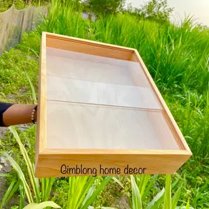 KAYOENAN SATU SET BOX DONAT SLIDING DENGAN KAKI KAYU AKRILIK | KOTAK DONAT KAYU | WADAH DONAT