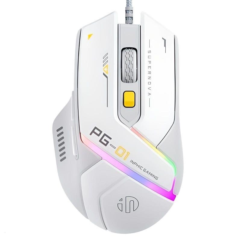 Chuột gaming có dây TEKKIN INPHIC PG1 led RGB 6 nút bấm 1000hz có app chuột chơi game máy tính công thái học
