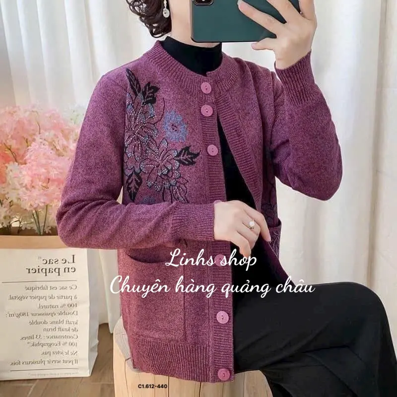 {Quảng châu} áo len CHẤT MỀM ĐANH VẢI cho MẸ CHO BÀ/  áo khoác len nữ trung niên tặng bà tặng mẹ - Linhs shop
