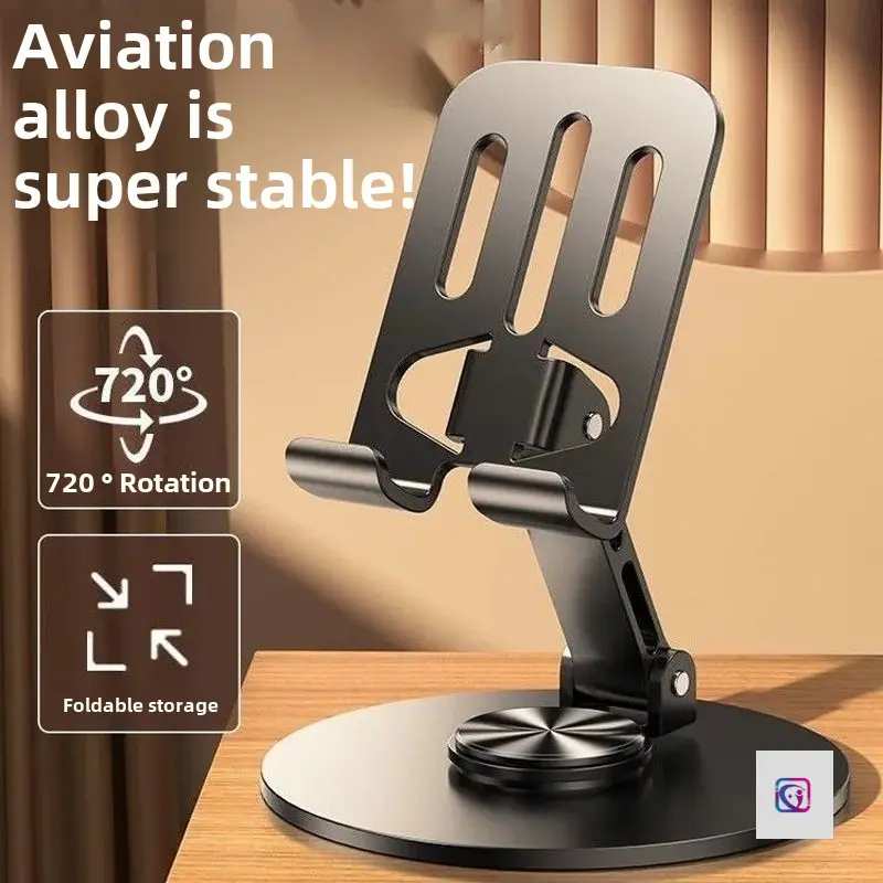 [24 Hours 2800+ Orders] Full Metal 360 Degree Rotating Phone Stand Desktop High-end Mechanical Tablet Universal Foldable Stress Relief Stand Live Streaming