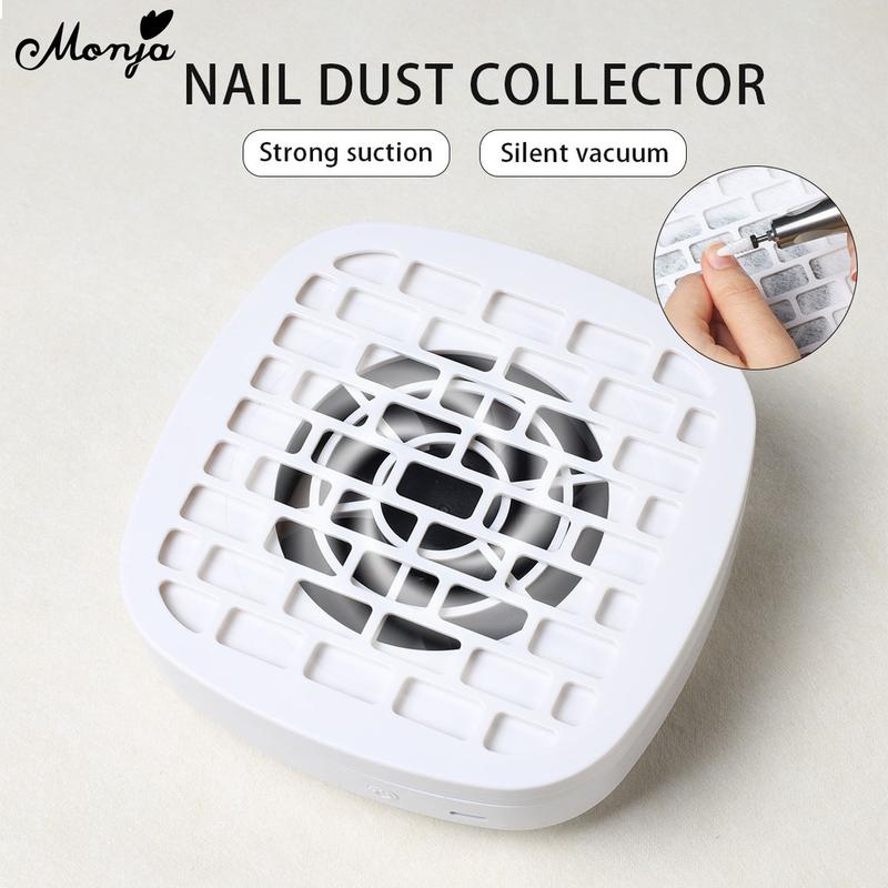  Bộ thu bụi móng tay Monja Màu trắng Mạnh mẽ Máy trích xuất bụi móng tay Tiếng ồn thấp Quạt móng tay Máy hút bụi Hút thu thập móng tay Dụng cụ làm móng 