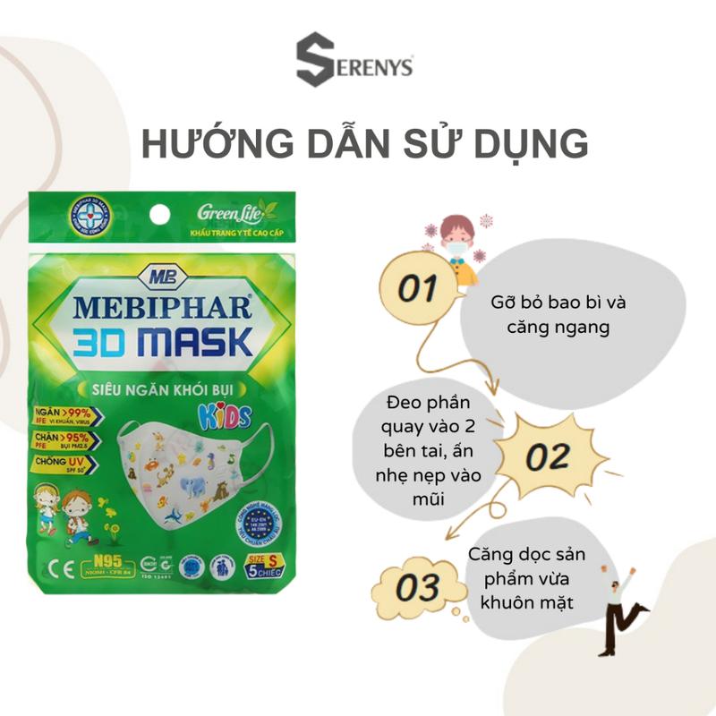 Khẩu trang y tế cao cấp 3D mask Mebiphar size S cho trẻ em - Kháng khuẩn, bụi mịn 2