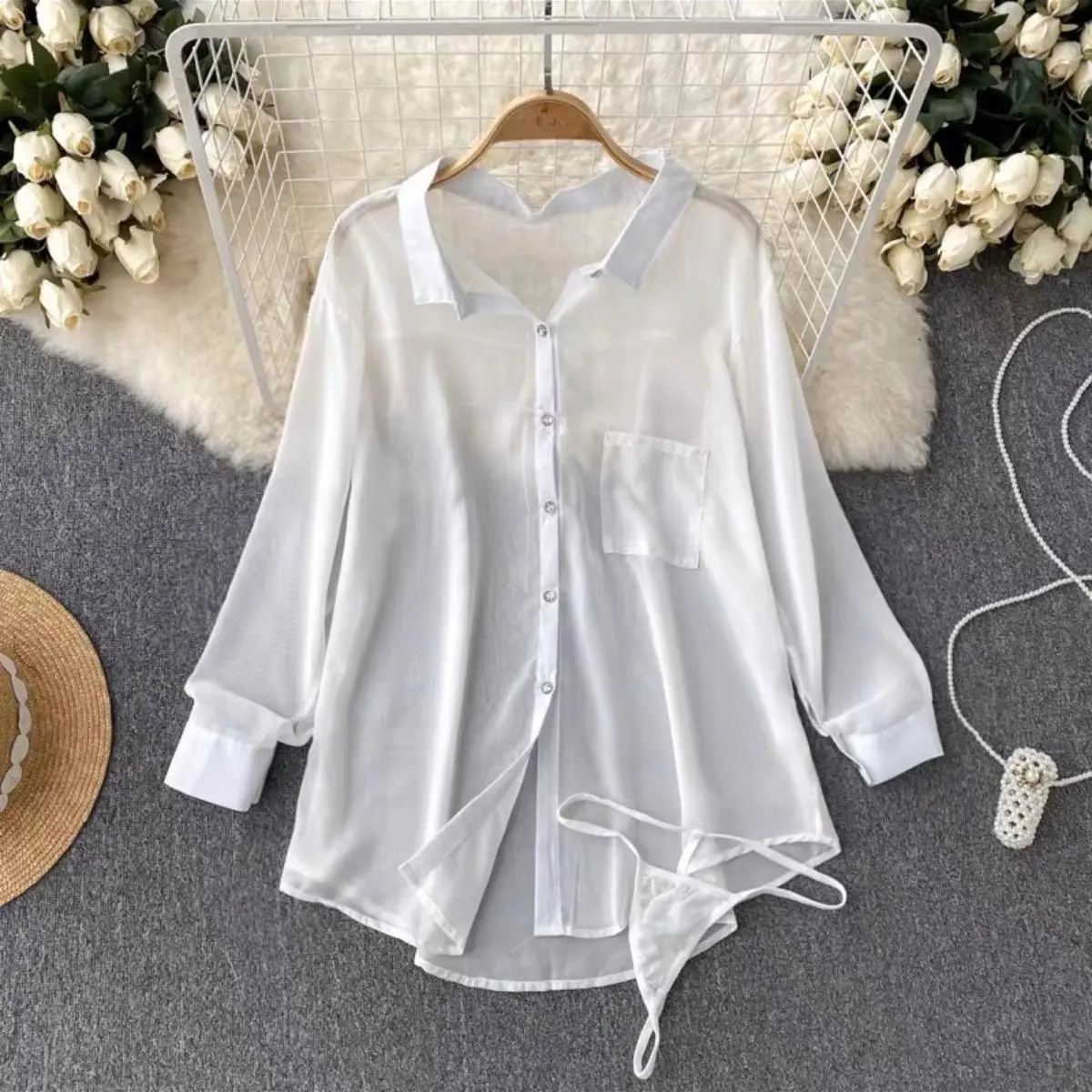 Luckymm Kemeja Transparan Oversize 09