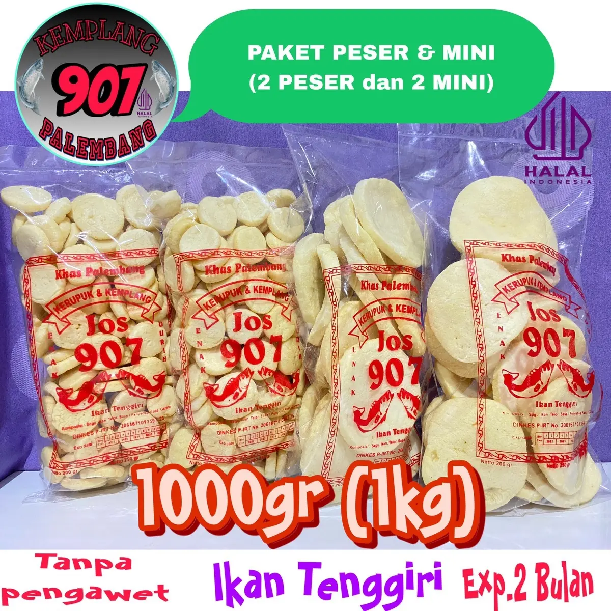 PAKET 4 bungkus KEMPLANG ( 2 bungkus PESER dan 2 bungkus MINI ) SUPER IKAN TENGGIRI