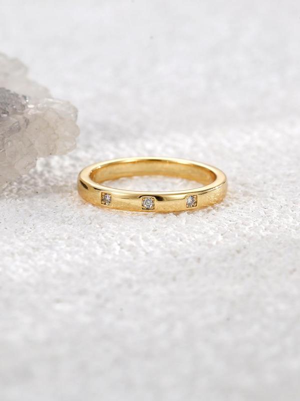 Women's Simple Plain Rhinestone Decorated Minimalist Ring, Fashion Accessories For Women & Girls, Casual Versatile Party Accessories 3