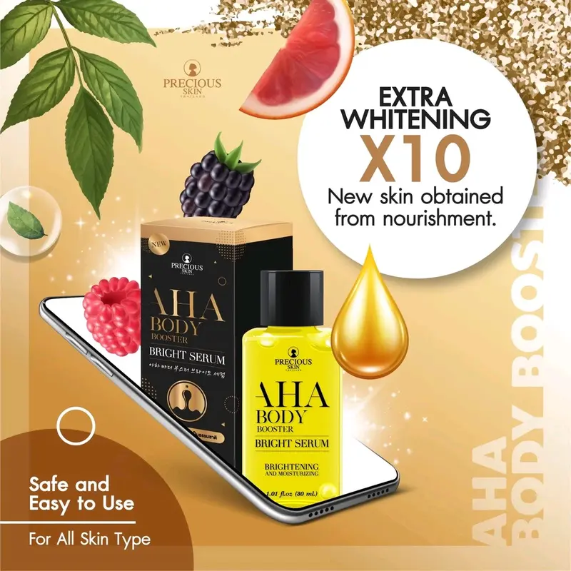 Paket 2in1 Alpha Arbutin lotion + AHA brightening serum booster set lotion serum collagen Precious Skin whitening set body booster bright aha AA original BPOM 30ml 500ml combo white hand body handbody 3