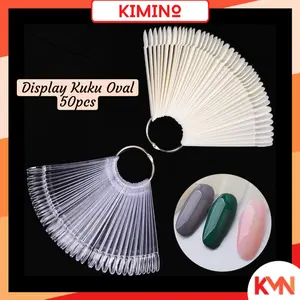 KMN 50pcs Display Kuku Nail Art Warna Kutek Kuku Bentuk Oval Color Ring Chart Kipas Nail Art Tools Kuas