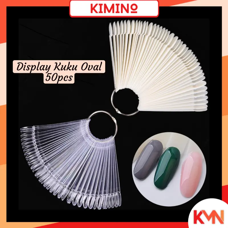 KMN 50pcs Display Kuku Nail Art Warna Kutek Kuku Bentuk Oval Color Ring Chart Kipas Nail Art Tools Kuas 0
