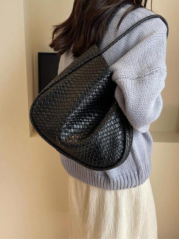 Women's Braid Design Shoulder Bag, Fashionable Large Capacity Pu Leather Bag for Work & Daily Used, Casual Trendy Versatile Daily Commuting Bag, National Day Offers,  Tote Bag for Women 4