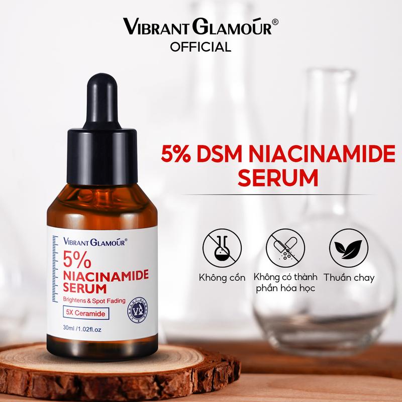 serum VIBRANT GLAMOUR 5% Niacinamide + 5X Ceramide + 3X Centella Asiatica Làm Trắng Sáng Da 30ml All Skin Types Skincare Dưỡng Ẩm Da Làm Đẹp Da
