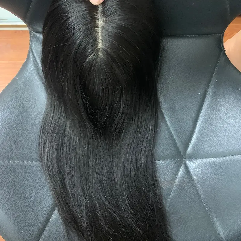 Siêu Da mono bản lớn 12* 13,rẽ nhiêu ngôi , móc full k đường may Tóc giả  phủ mái hói siêu da từ tóc thật, che hói , che bạc đỉnh đầu, tóc mái dài 5