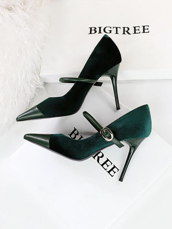 Women's Minimalist Temperament Solid Color Pointed Toe Stiletto Heels, Elegant Buckle Design High Heels for Party, Fashionable Heels for Women, Gift Ideas for Women Heelys, Shoes for Women 7