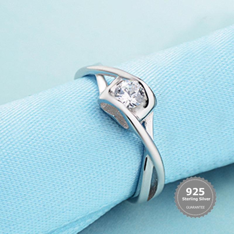Nhẫn Đơn Giản Bạc S925 Nhẫn Hở Họa Tiết Khảm Siêu Nhỏ Thời Trang Sáng Tạo Bán Buôn 2