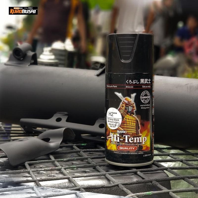 Chai sơn Samurai H2 chịu nhiệt chống cháy màu đen mờ 300ml, sơn cổ pô xe máy