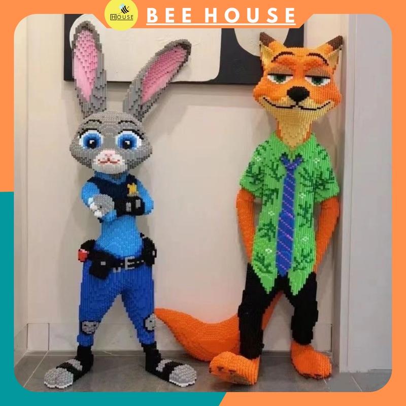 Đồ chơi cáo 1m15 xếp hình lắp ráp mô hình 3D thỏ siêu lớn 115cm nhân vật hoạt hình phi vụ động trời Zootopia