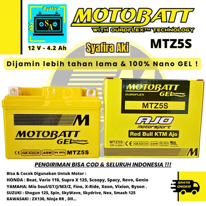 AKI GEL MOTOBATT MOTTOBAT MOTOBAT MTZ5S Vario 110 Kharisma Beat fi dll