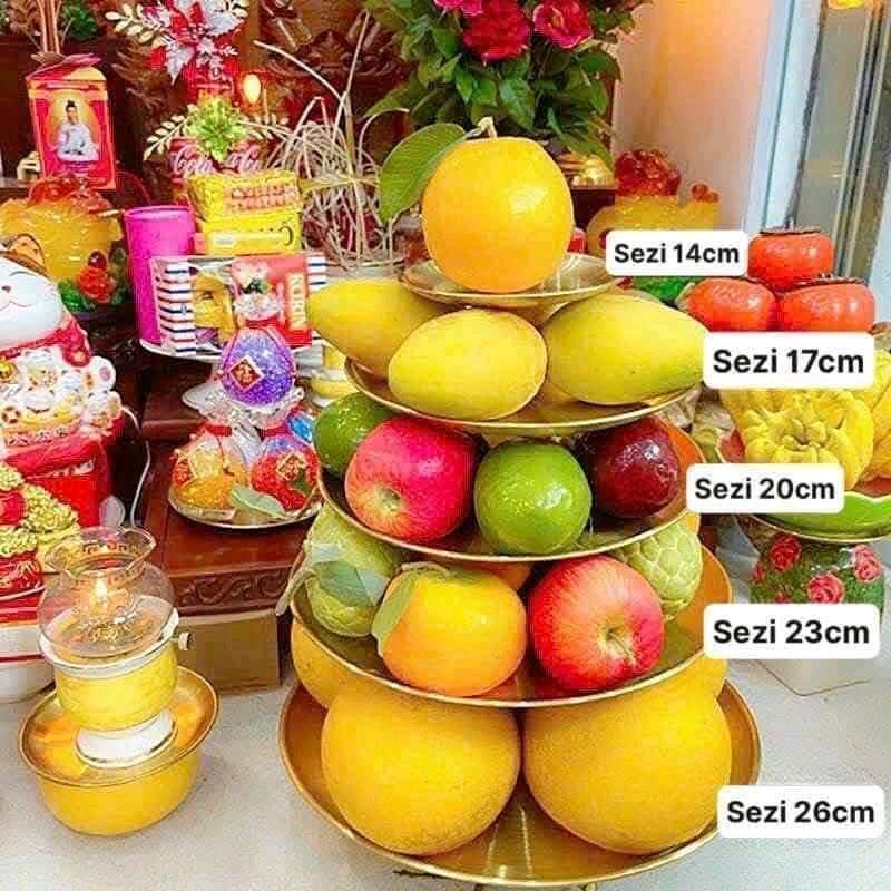 Set 5 đĩa inox cao cấp loại 1 làm tháp ngũ quả, đĩa bày tháp bánh tháp nước