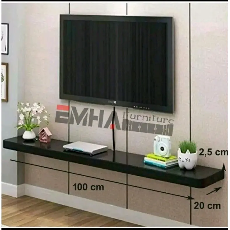 RAK AMBALAN DINDING LEBAR 20 (P) 100&80&60 x (T) 1,5 CM HITAM Dipasang di Dinding/ Anti selip/ rak murah/ rak bungah/ rak dapur/ rak minimalis/ rak isi 3/ rak settop box/ rak tv/ rak buku/ rak kamar/ rak tamu