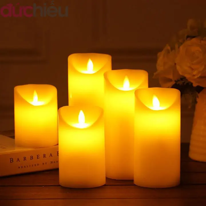 [ Hàng bao đẹp - kèm pin ] Đèn nến điện tử tim lắc lung linh trang trí dùng pin - Đức Hiếu Khang Shop