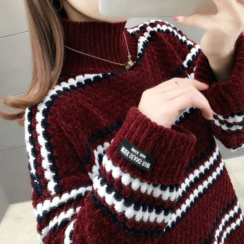 Áo Len Thời Trang, Phong Cách Hàn Quốc, Trang Phục Nữ, Áo Len Dễ Phối Đồ Cổ Lọ Dáng Rộng Vừa Vặn, Hàng Mới Về, Thích Hợp Cho Mùa Thu Và Mùa Đông, Có Thể Mặc Ngoài Trời, Thời Trang, Dành Cho Nữ